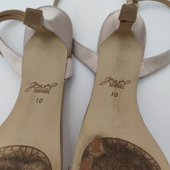 Jewel Badgley Mischka Rhinestone Heels Strappy Sandal Kitten Heels‎ Womens 10 - Picture 6 of 8